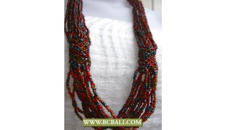 Red and Black Long Braided Necklaces Squins